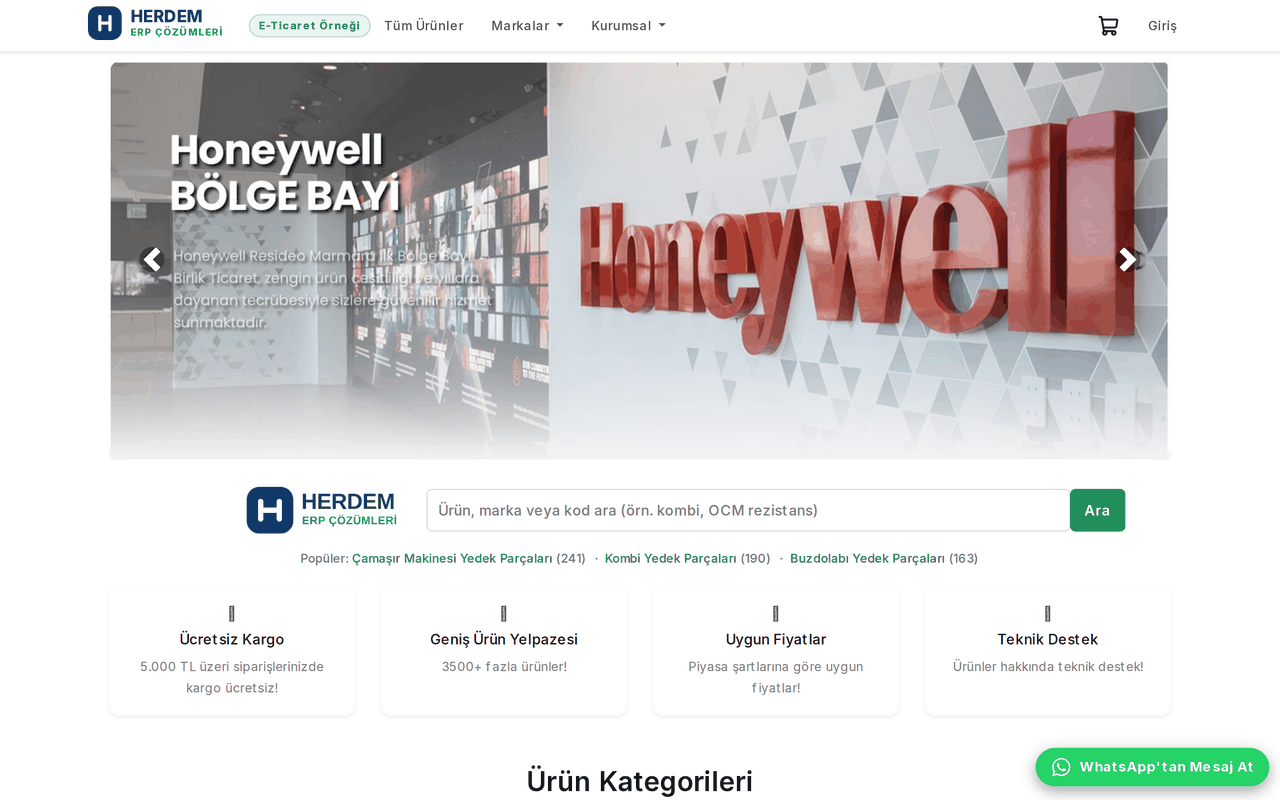 ERPNext ile kurulmuş online mağaza — canlı örnek